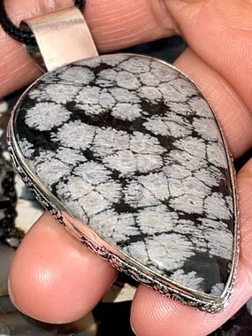 Snowflake Obsidian Earrings & Pendant 2 1/2”